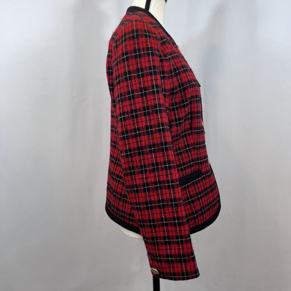 Pendleton wool red tartan plaid vintage blazer button jacket womens sz 10 - Picture 6 of 10
